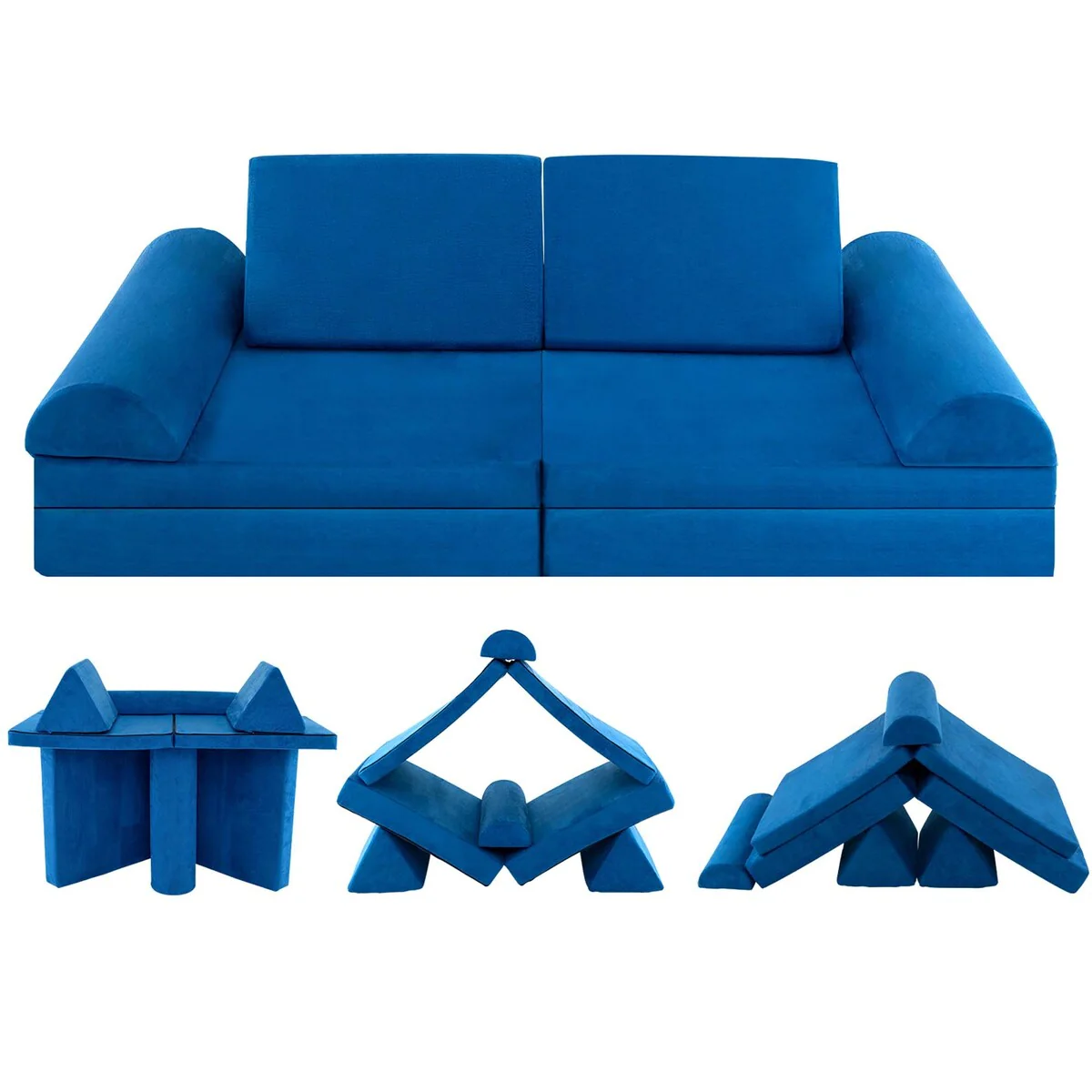 8PCS Kids Play Sofa Set Modular Folding Foam Couch Toddler Playset