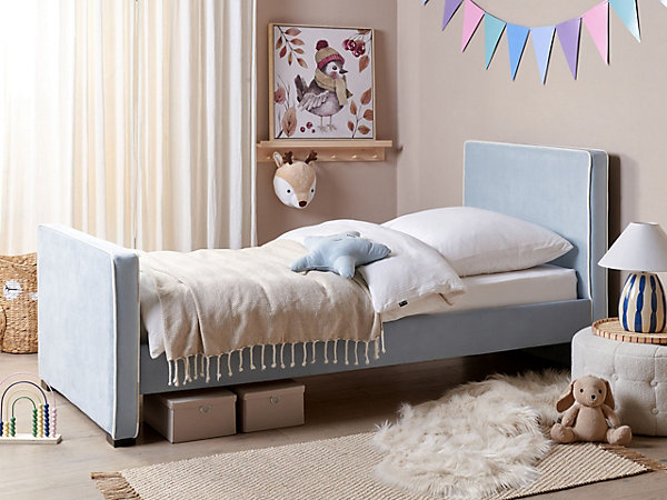 Lit avec sommier Velours TEENIE 90 x 200 cm Bleu clair
