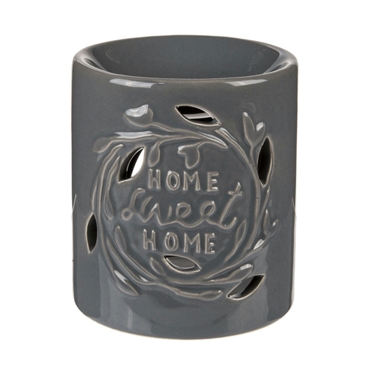 - Brûle-parfum home sweet home en céramique grise