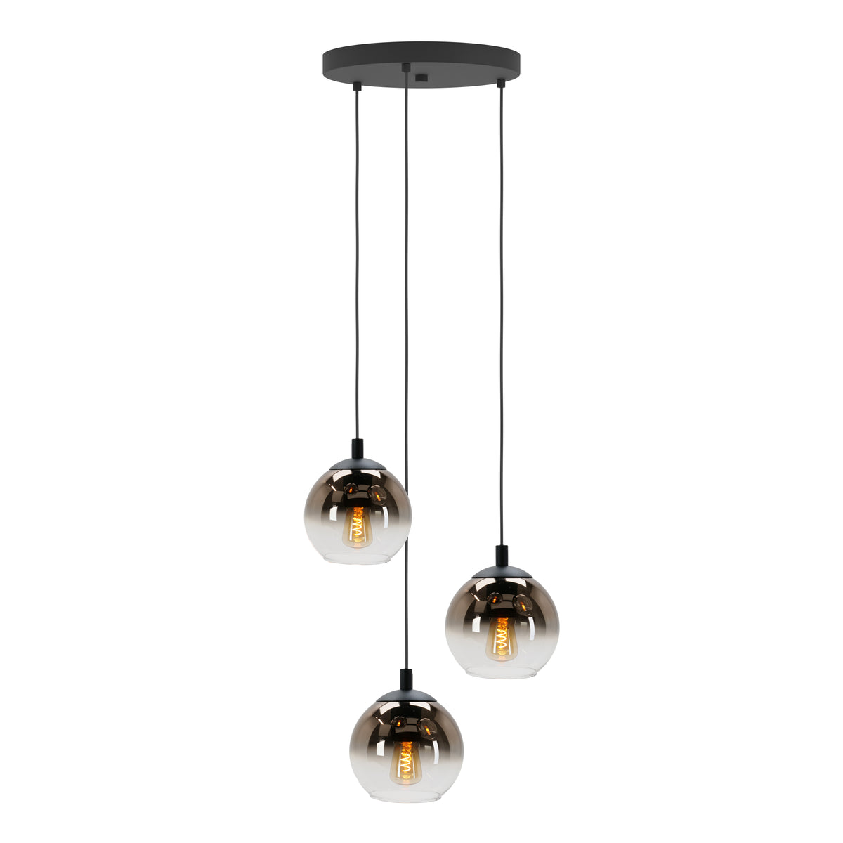 EGLO hanglamp Ariscani 1 - ø 42,5 cm - koperglas - 3 lichts - zwart
