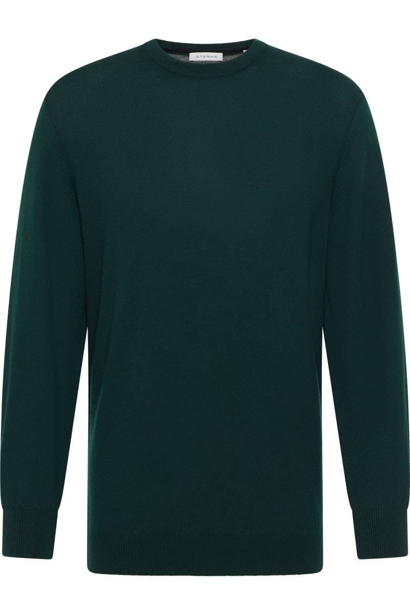 ETERNA Regular Fit Pullover Rundhals dunkelgrün, Einfarbig