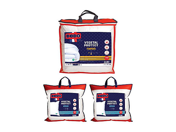 Pack DODO Couette 220 x 240 cm   2 oreillers 60 x 60 cm - Protection anti acariens naturel -VEGETAL PROTECT