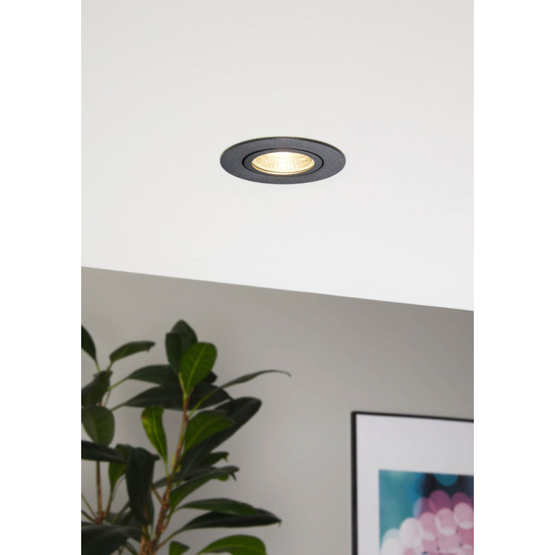 Spot encastrable LED Saliceto noir dimmable Ø 8,8 cm 6 W EGLO
