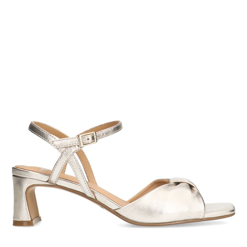 Manfield Gouden leren sandalen met hak