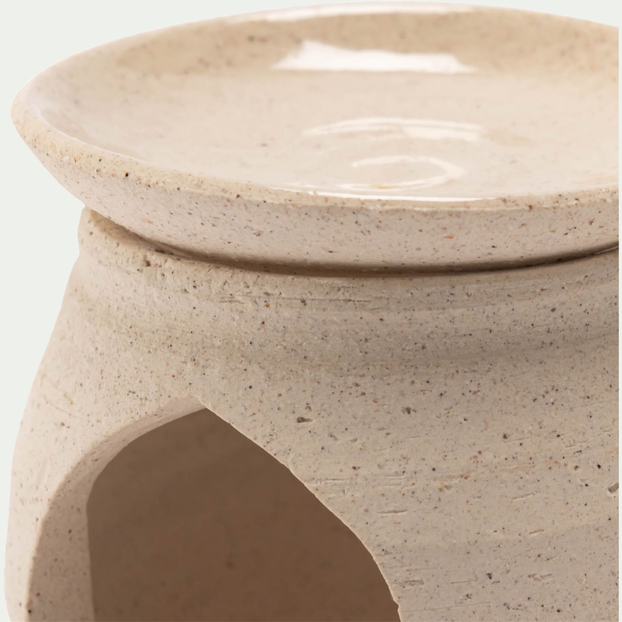 GERANI - Brûle-parfums en grès - beige