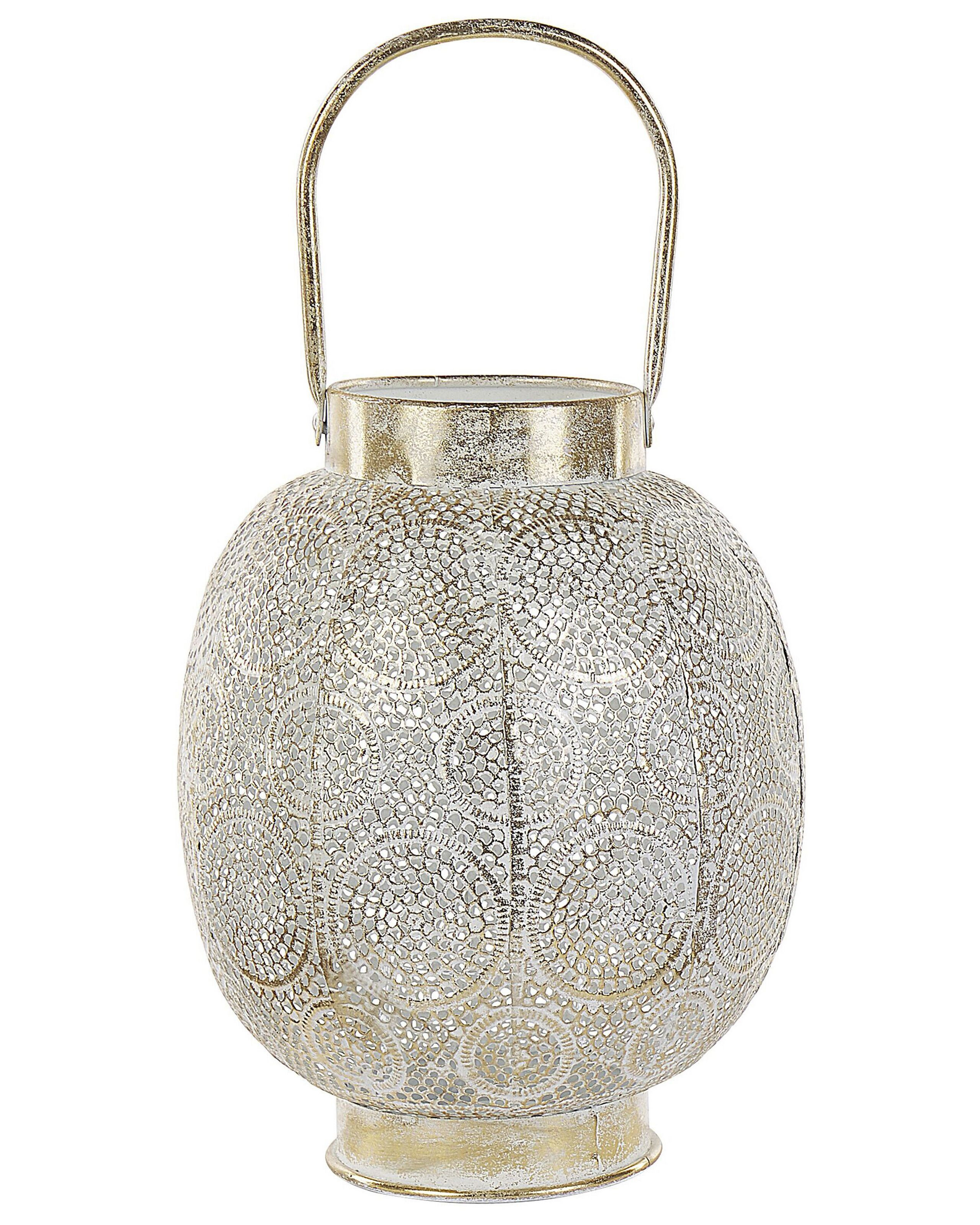 Lampion świecznik metal orient 30 cm złoty