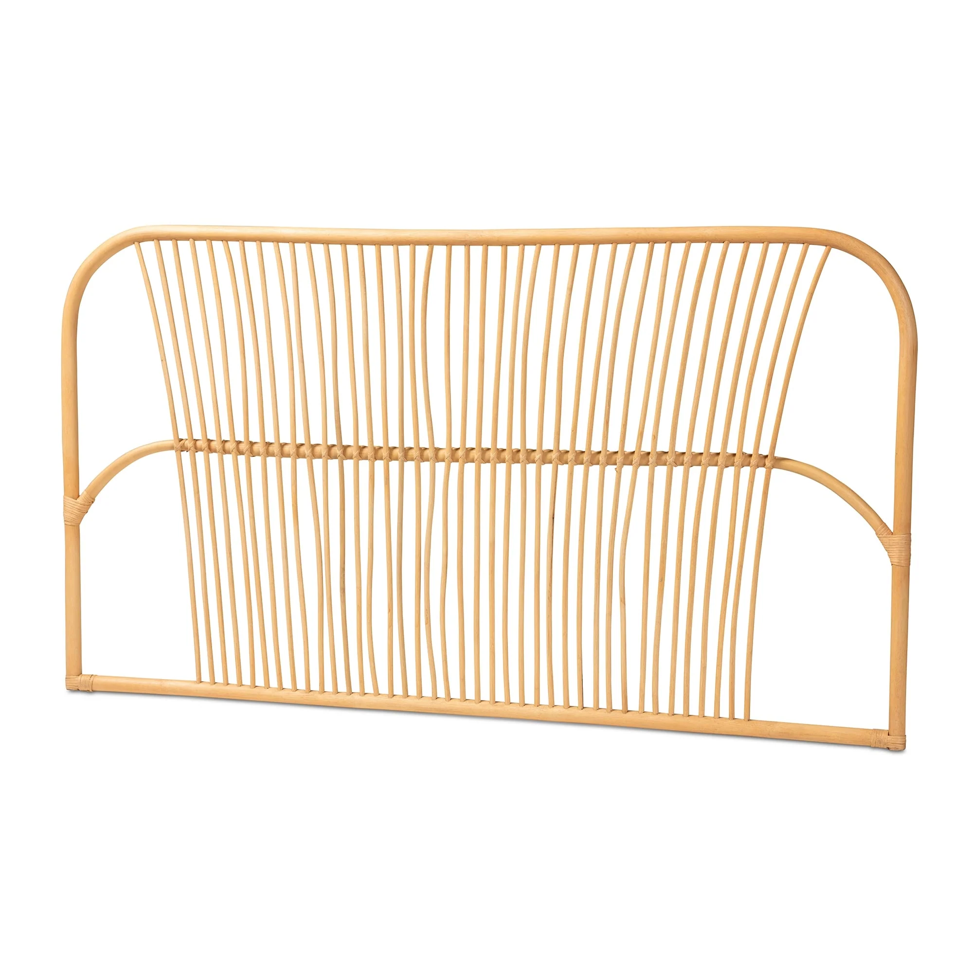 Laina Modern Bohemian Natural Rattan Wall-mountable Headboard-Queen