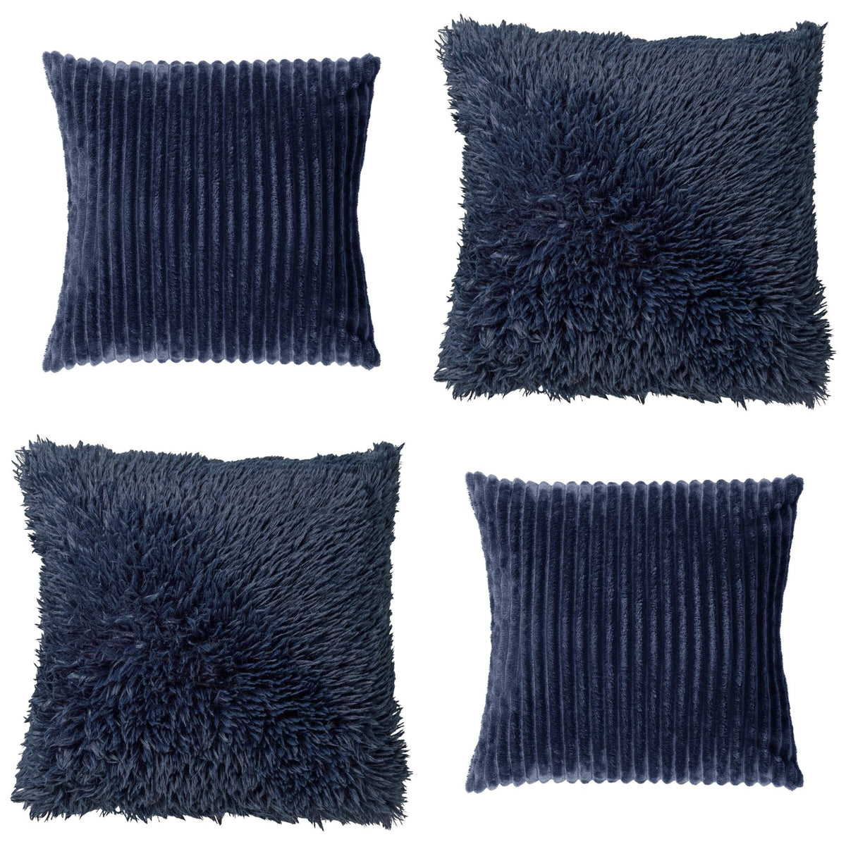 KUSSENSET - 4-delig - Cosy Layers - 60x60 cm, 45x45 cm - inclusief binnenkussens - blauw