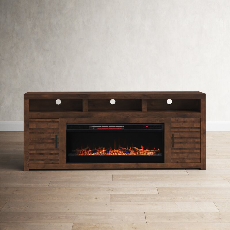 Chestle 78 Fully Assembled TV Stand With Electric Fireplace, Fits TVs up to 88