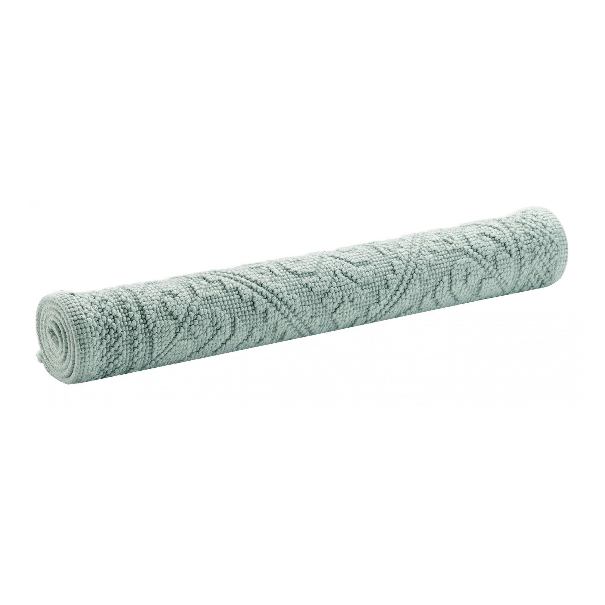 ENZO - Tapis de bain uni  en coton jade 54 x 110