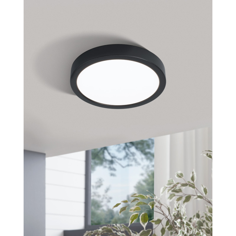 Plafonnier LED Fueva 5 noir Ø 21 cm 4000 K 17 W EGLO