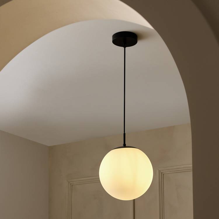 Habitat Boyd Glass Pendant Light - Black