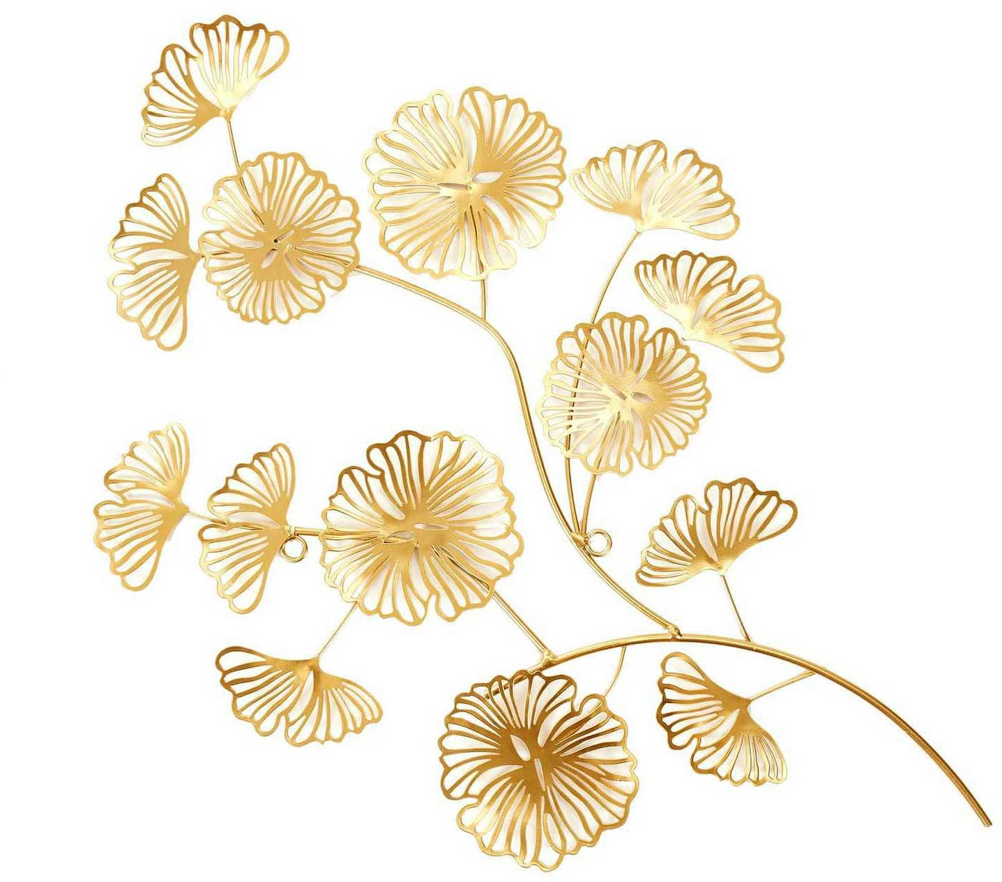 - Décoration murale en métal fleurs dorées 52 cm