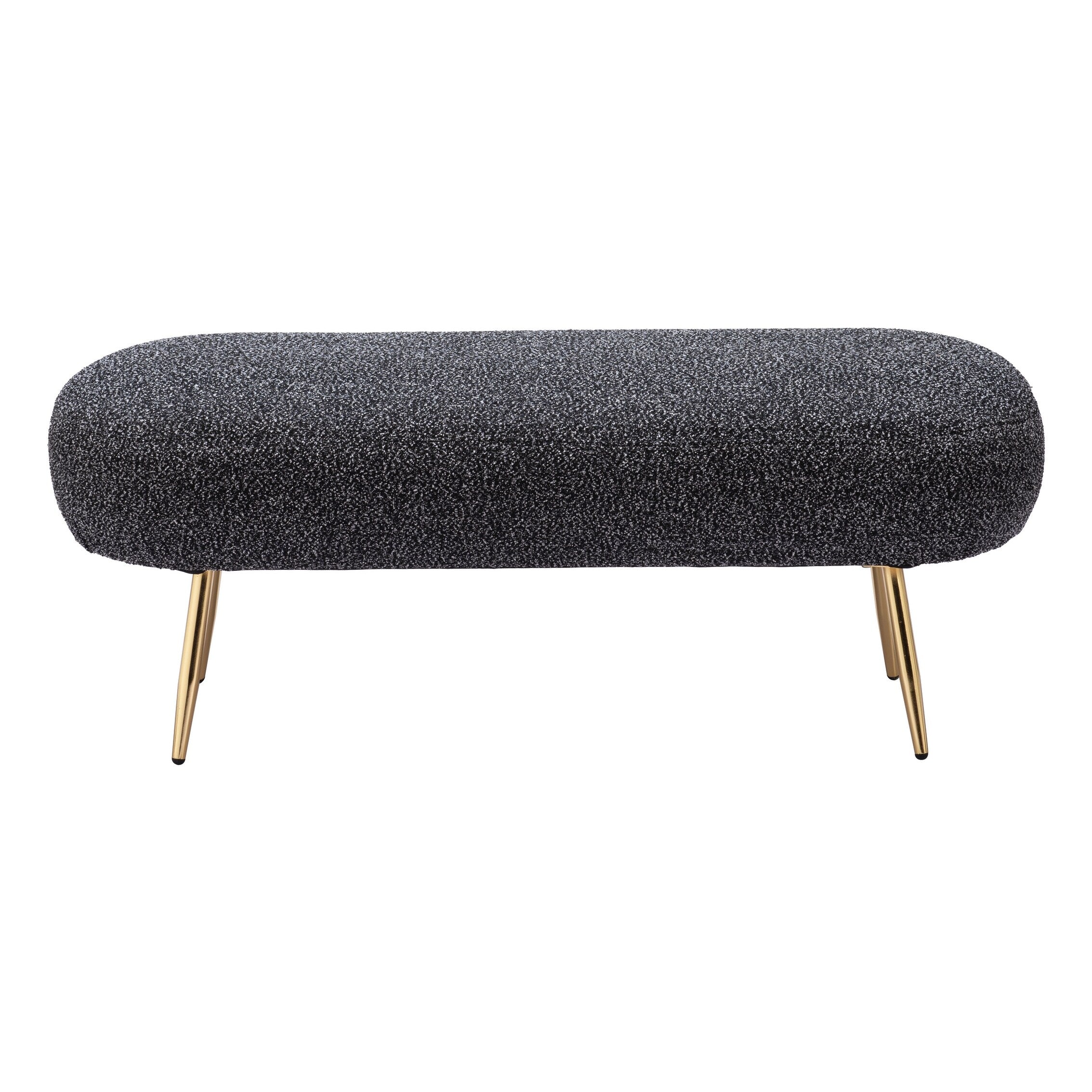 HomeRoots 47 Black and Gold Boucle Upholstered Bench - 47.2' X '18.5' X '15.7
