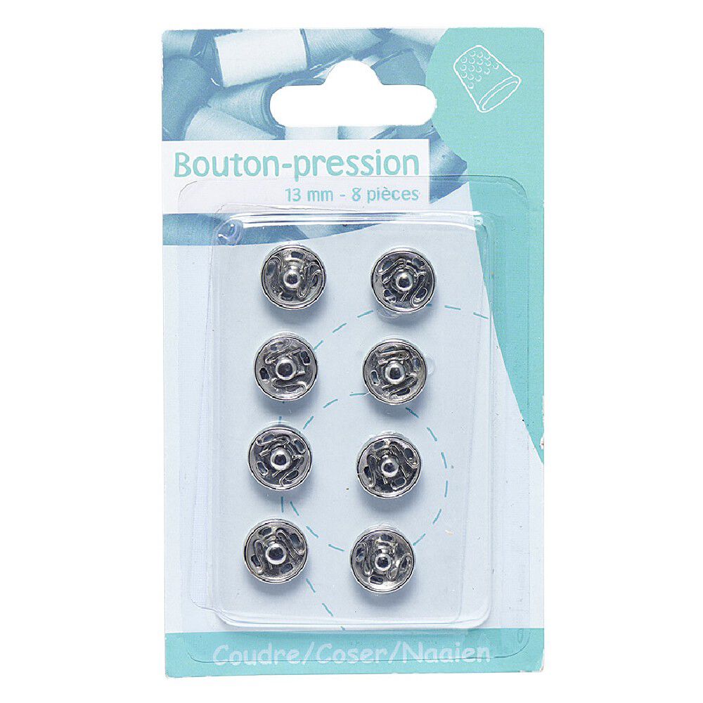 Lot de 8 boutons pression à coudre en métal