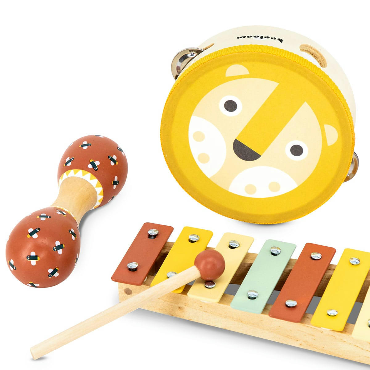 - Instruments pour enfants en bois naturel jaune