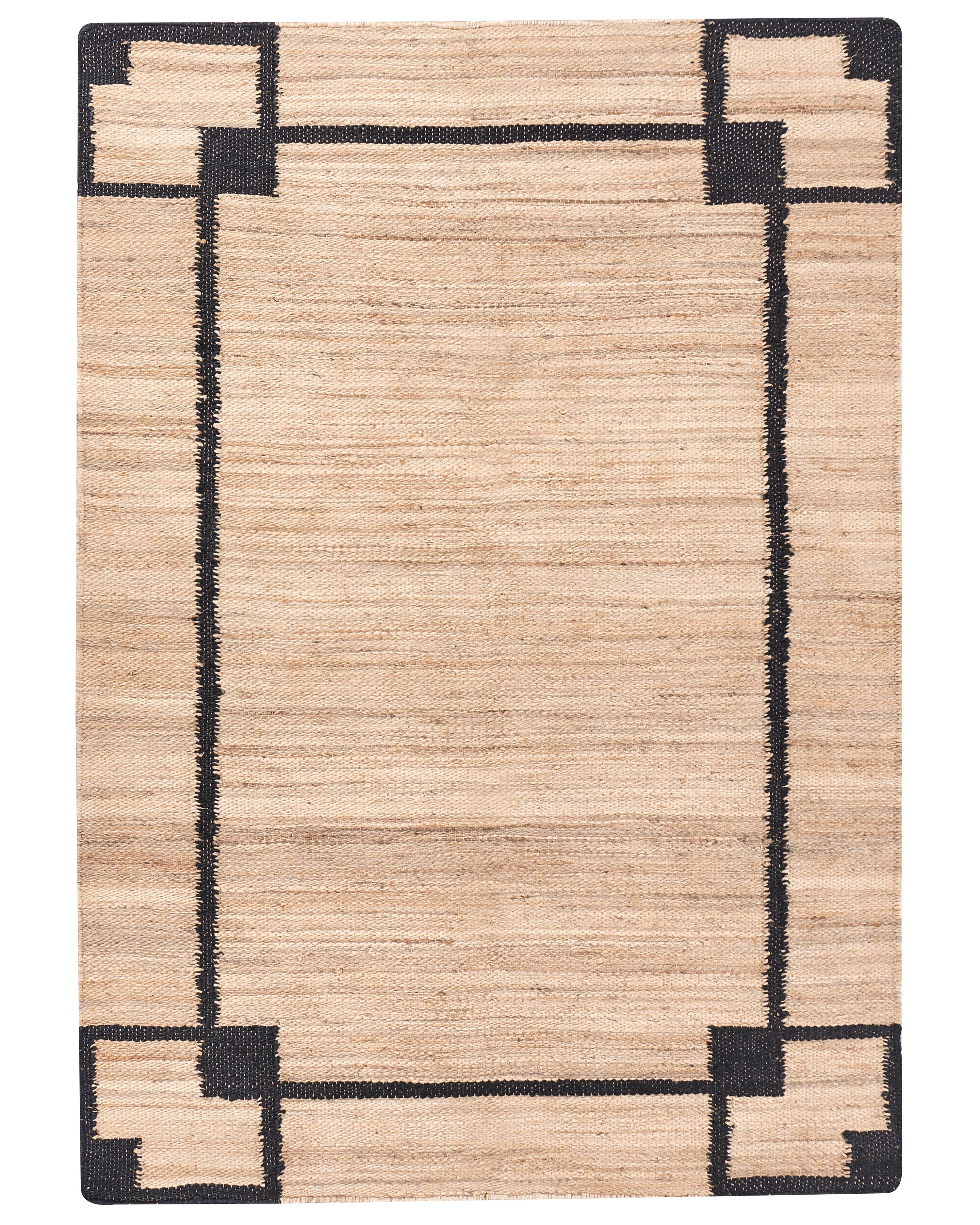 Rug GONDIA Black/ Beige 160 x 230 cm Jute