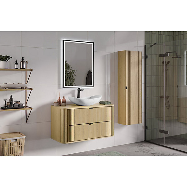 Ensemble de salle de bain KORI : meuble sous vasque 100cm et plan vasque et vasque à poser