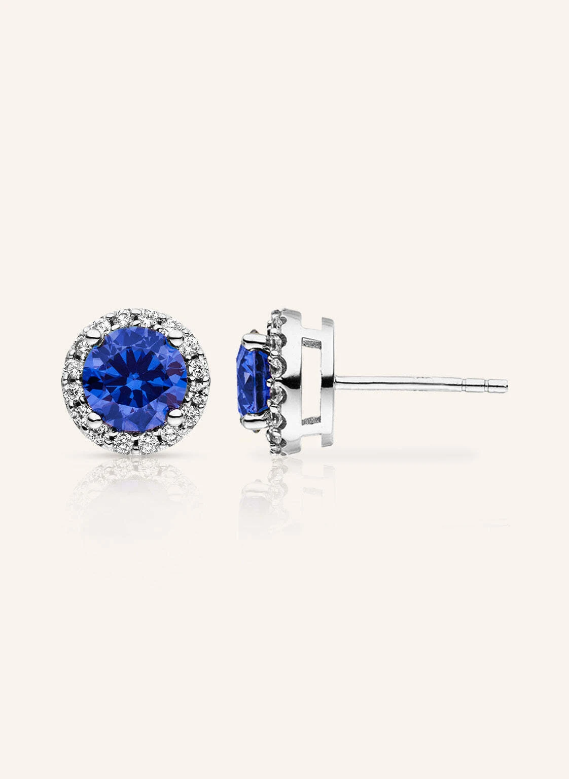 VEYNOU Ohrstecker AVA aus 14 Karat Weißgold und 2,0ct. Saphir und Lab-Grown Diamanten