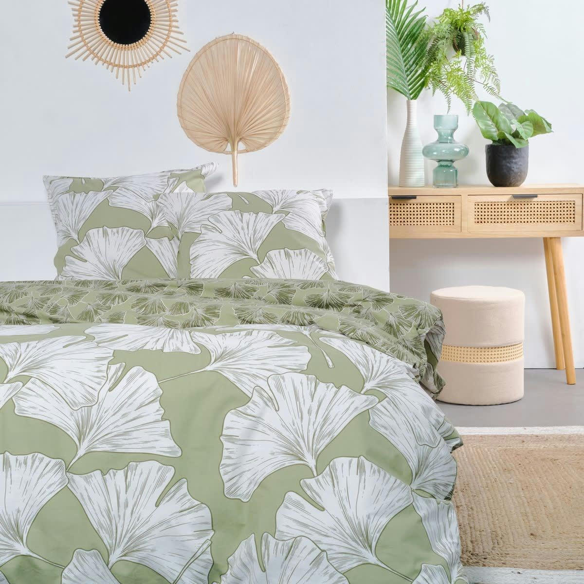 SUNSHINE ANDRE - Parure de lit imprimé en coton vert 220x240