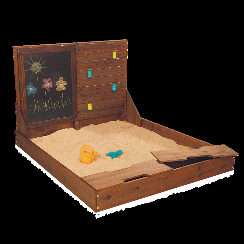 KidKraft Outdoor Portable Weather Resistent Wood Sandbox & Chalkboard, Kids Ages 5+, Brown