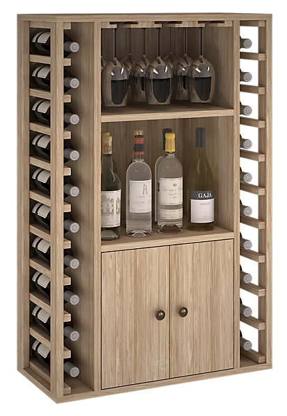 Meuble Range Bouteille de vin Série Godello en Chêne massif 20 bouteilles   liqueurs   9 verres