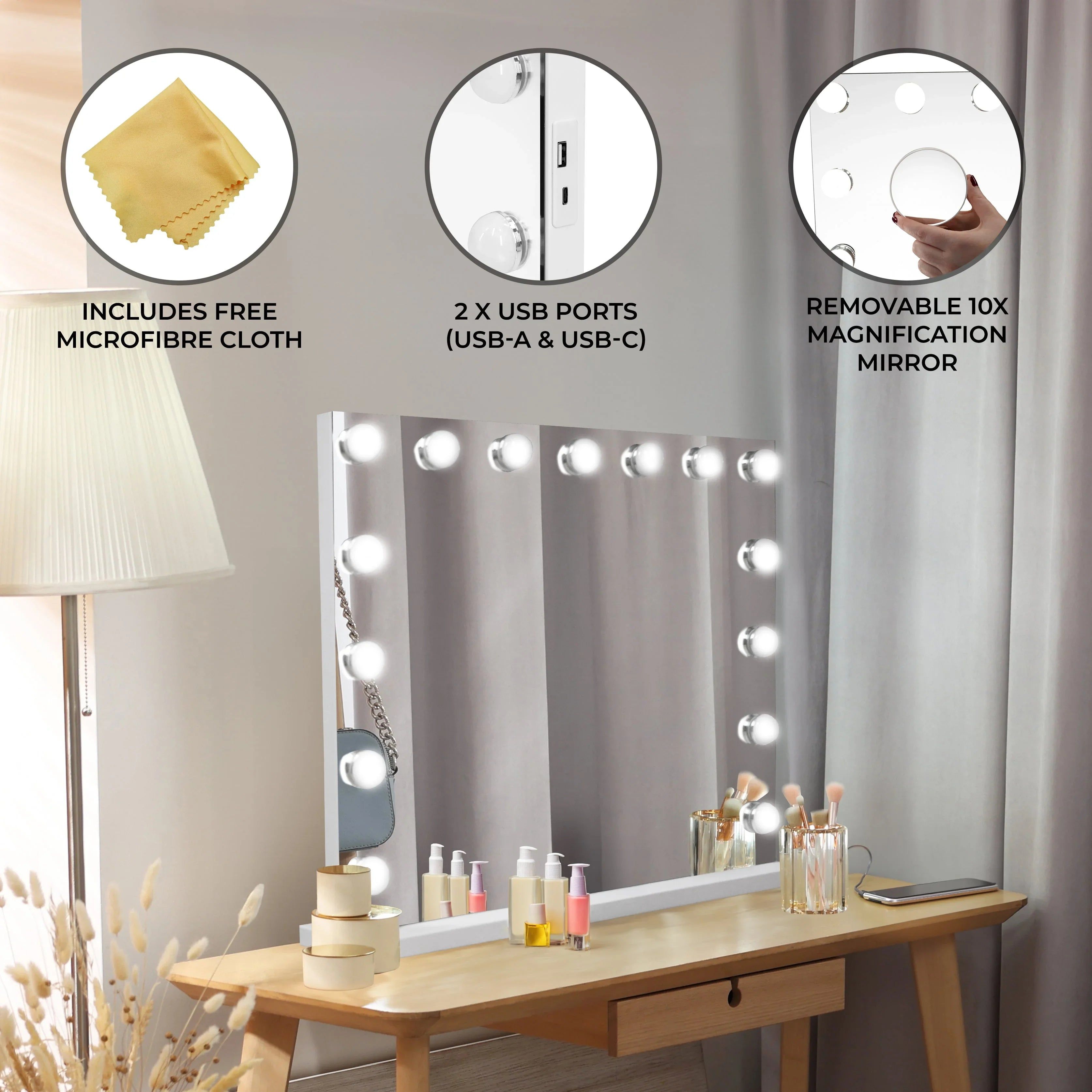 Monstershop LED Bluetooth Mirror - 58 x 46cm