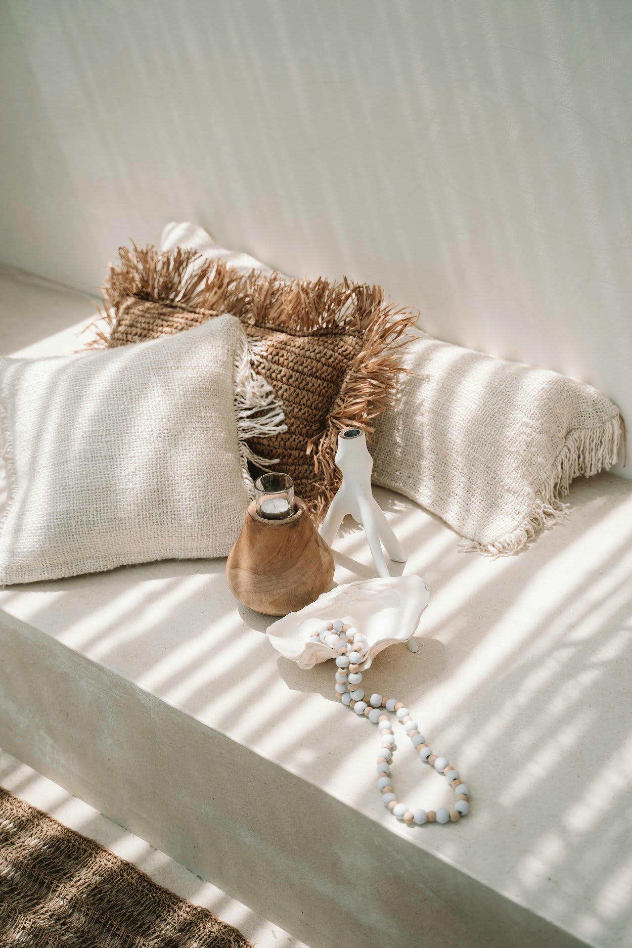 TRIPLE TWIG - Bougeoir en bois de teck blanc