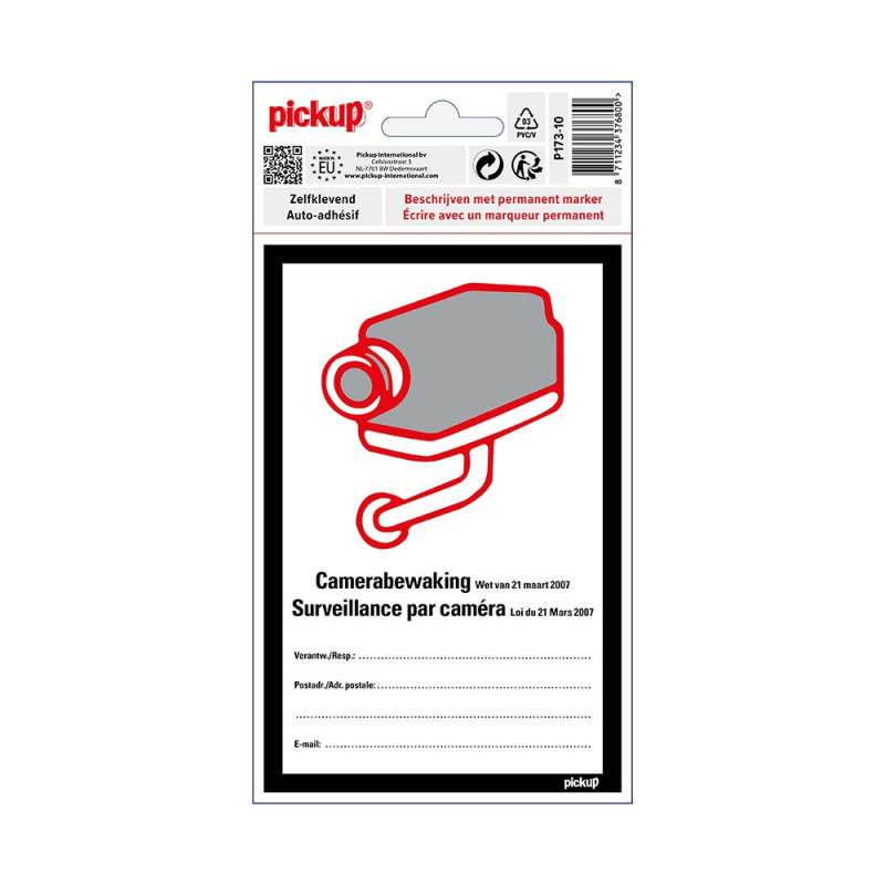 Pictogramme adhésif en vinyle surveillance caméra 10 x 15 cm PICKUP