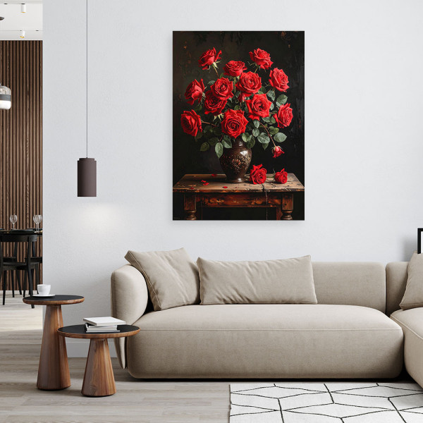 Obraz pionowy do salonu sypialni biura, Czerwone róże 20x30