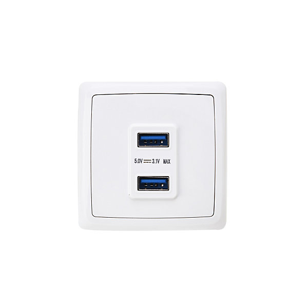 Double prise USB-A monobloc en saillie Jacobsen Sigurd blanc complet
