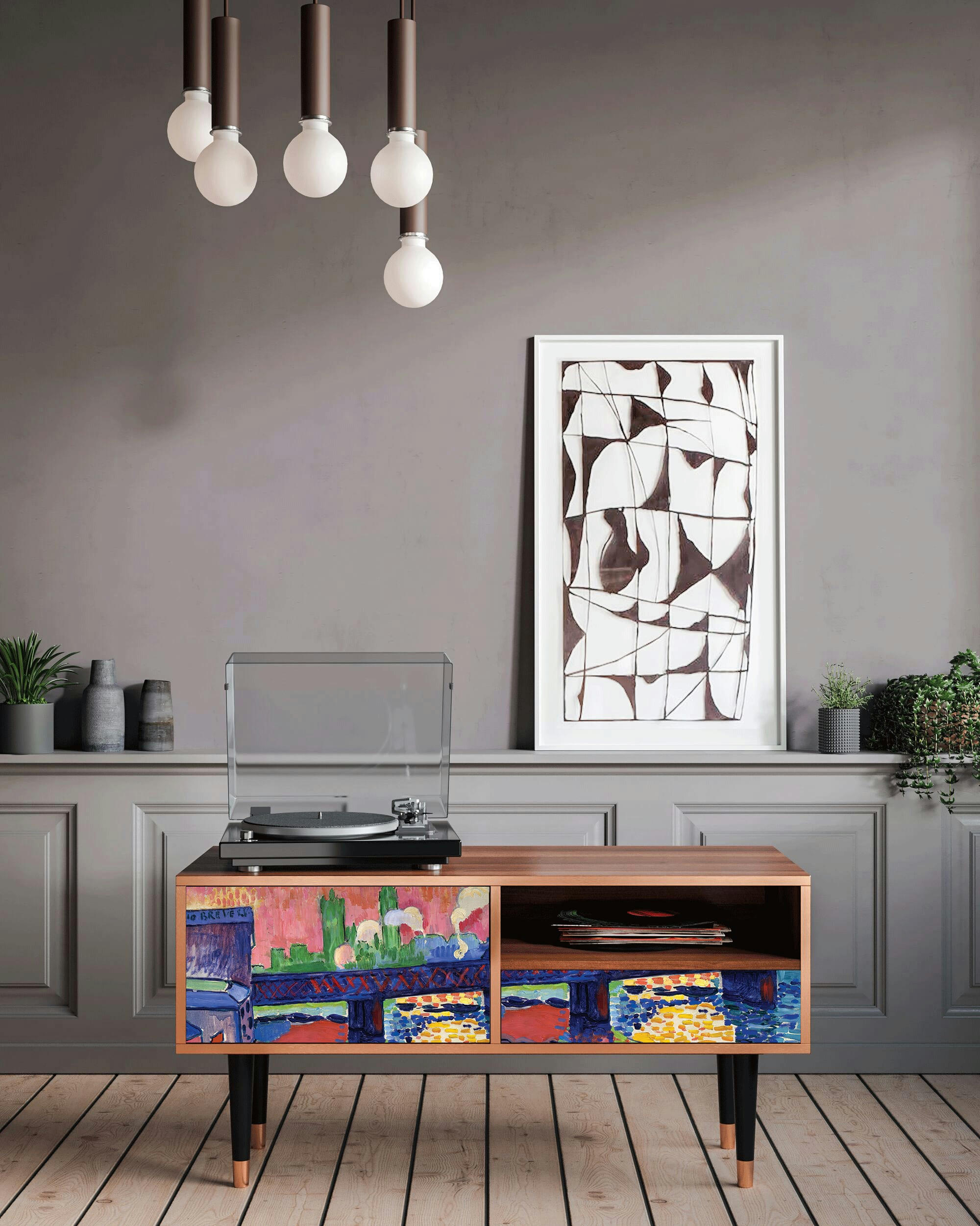 CHARING CROSS BRIDGE BY ANDRE DEAIN - Meuble TV  multicolore 1 tiroir et 1 porte L 115 cm