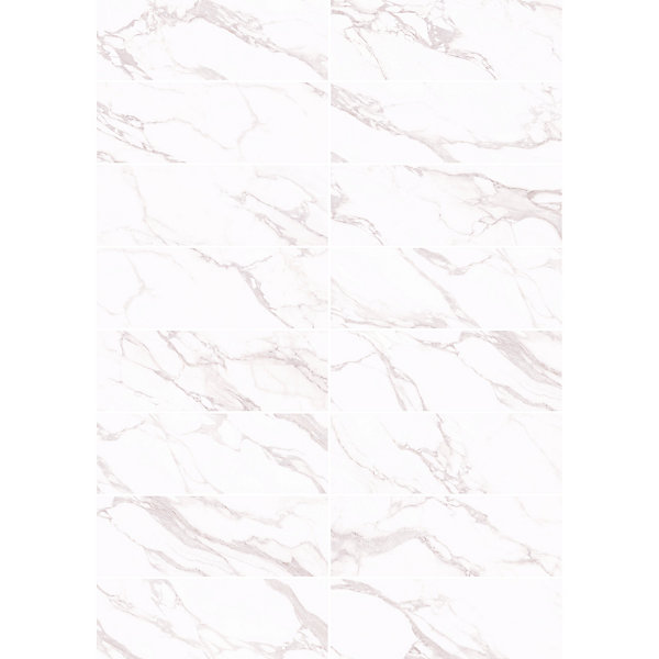 Faïence murale effet marbre blanc mat L.90 x l.30 cm x ép.8,7 mm, Oazis