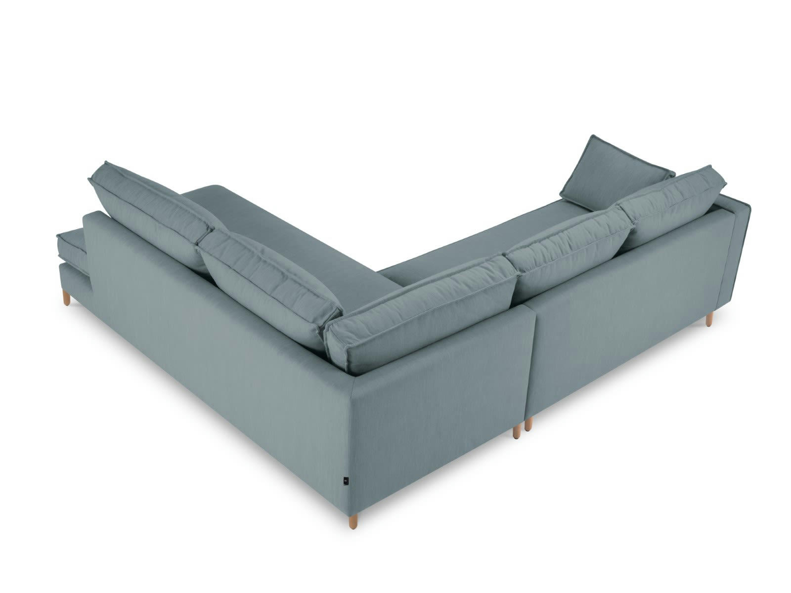 ALEXIS - Canapé D'Angle Droit 5 places en Tissu Structurel Bleu