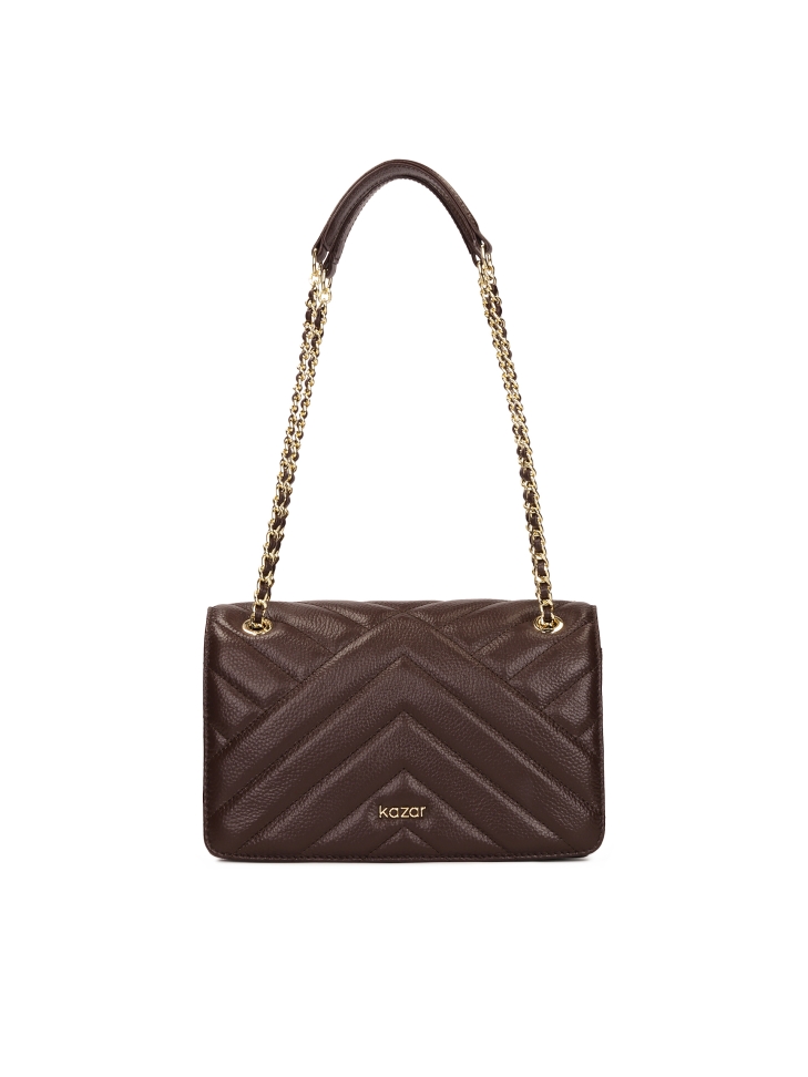 Brown quilted chain handbag