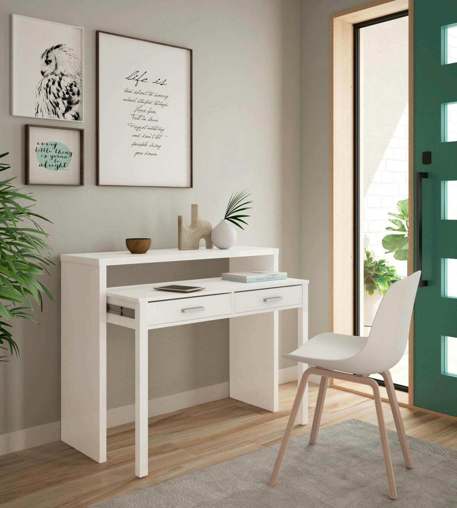 DAMODI - Console effet bois blanc