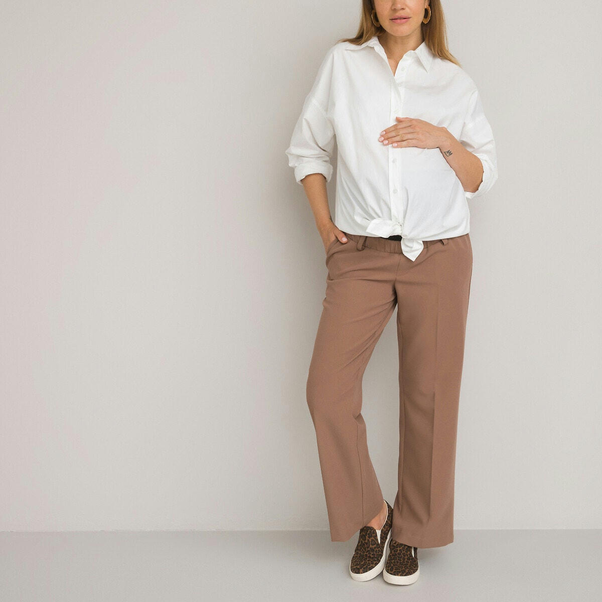 Pantalon large de grossesse, bandeau haut