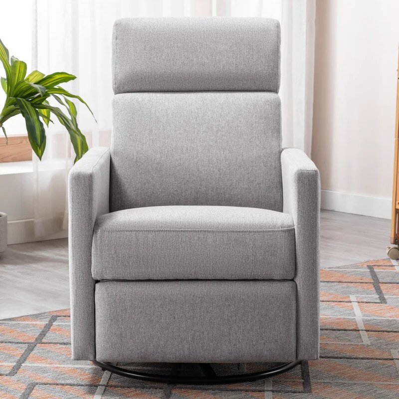 Modern Upholstered Rocker Nursery Chair Plush Seating Glider Swivel Recliner Chair