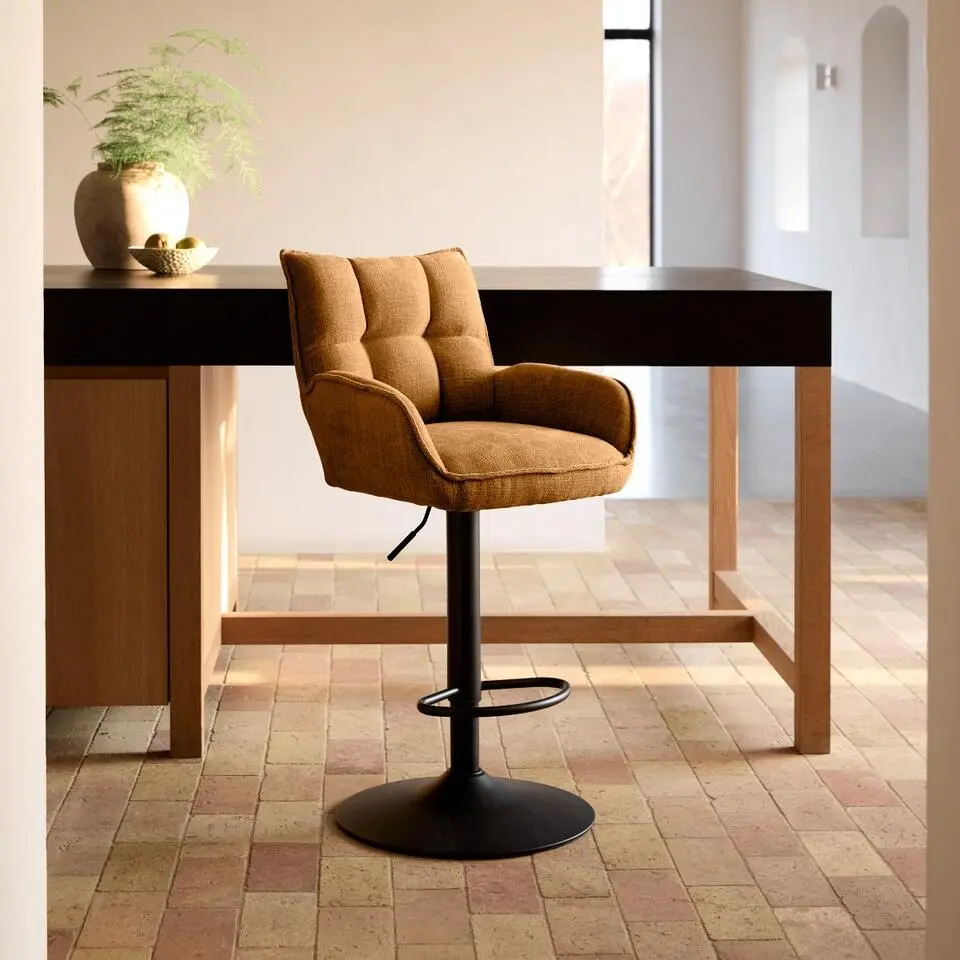 Barstoel Oranje Stof - Verstelbaar - Marilla - Set van 2