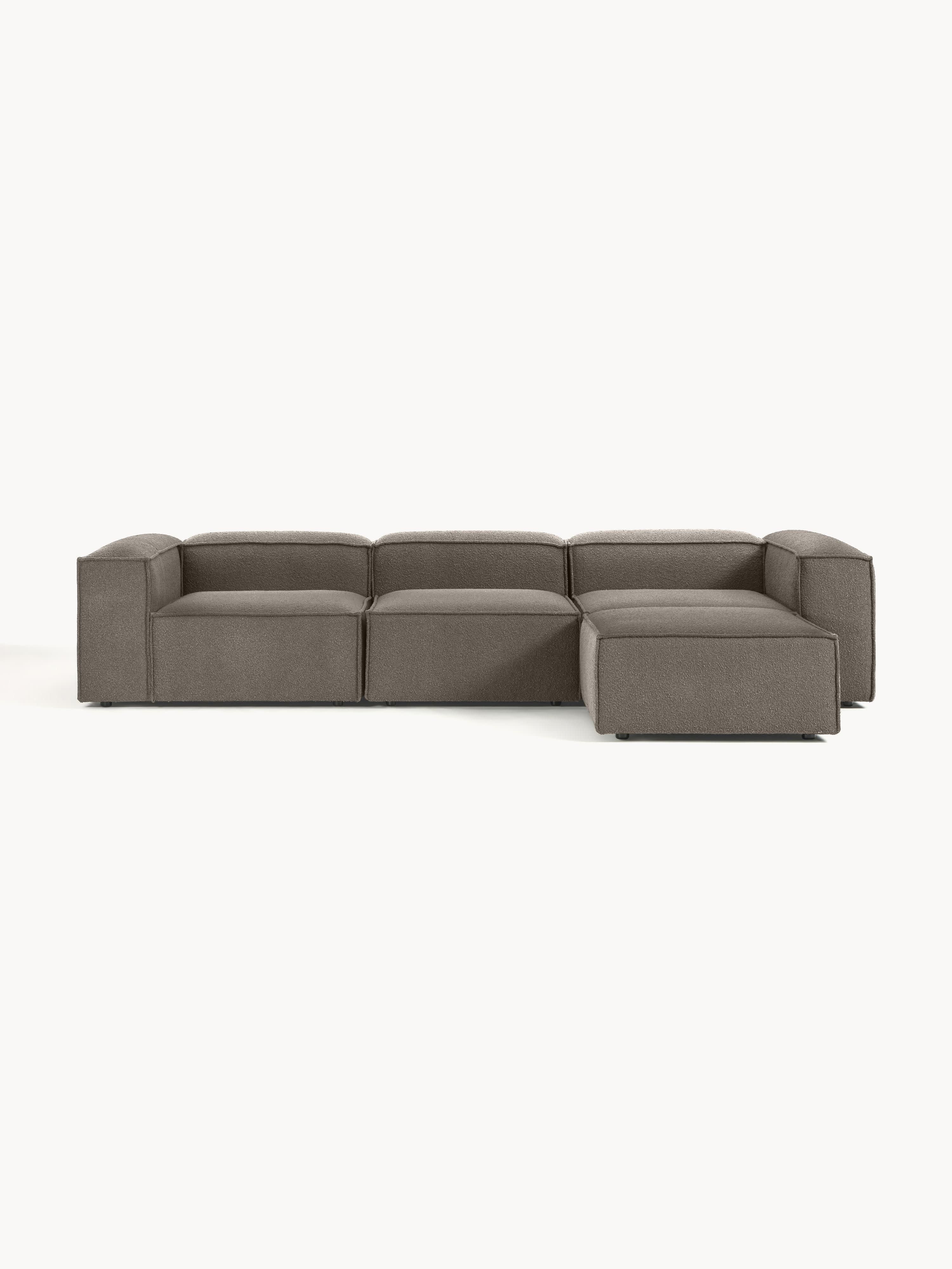 Modulares Sofa Lennon (4-Sitzer) aus Bouclé mit Hocker (links/rechts)