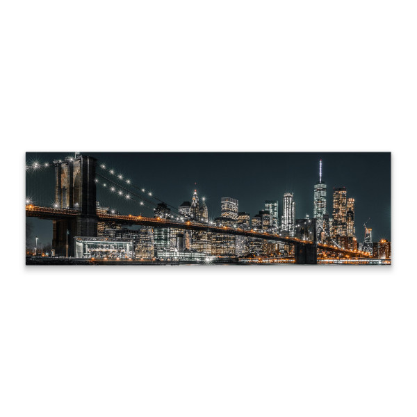 Obraz Panoramiczny Most Brookliński Nocą 145x45cm