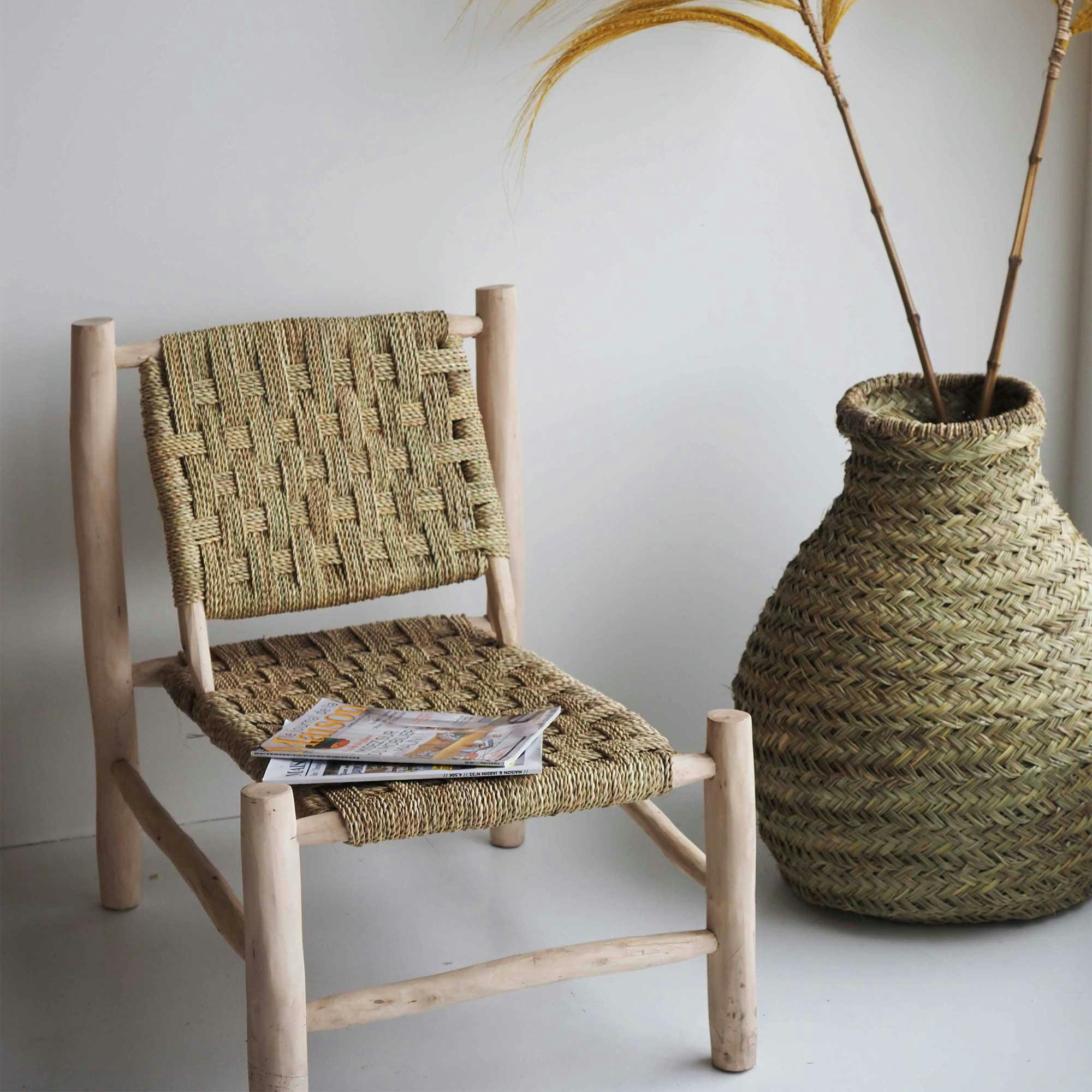 LODJO - Fauteuil tressé en doum et bois d'eucalyptus