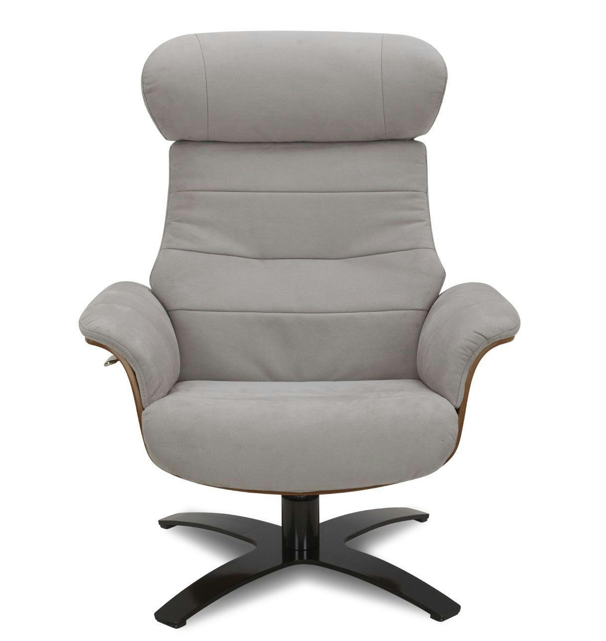 VÉGA - Fauteuil Microfibre et Chêne Naturel - Microfibre Gris