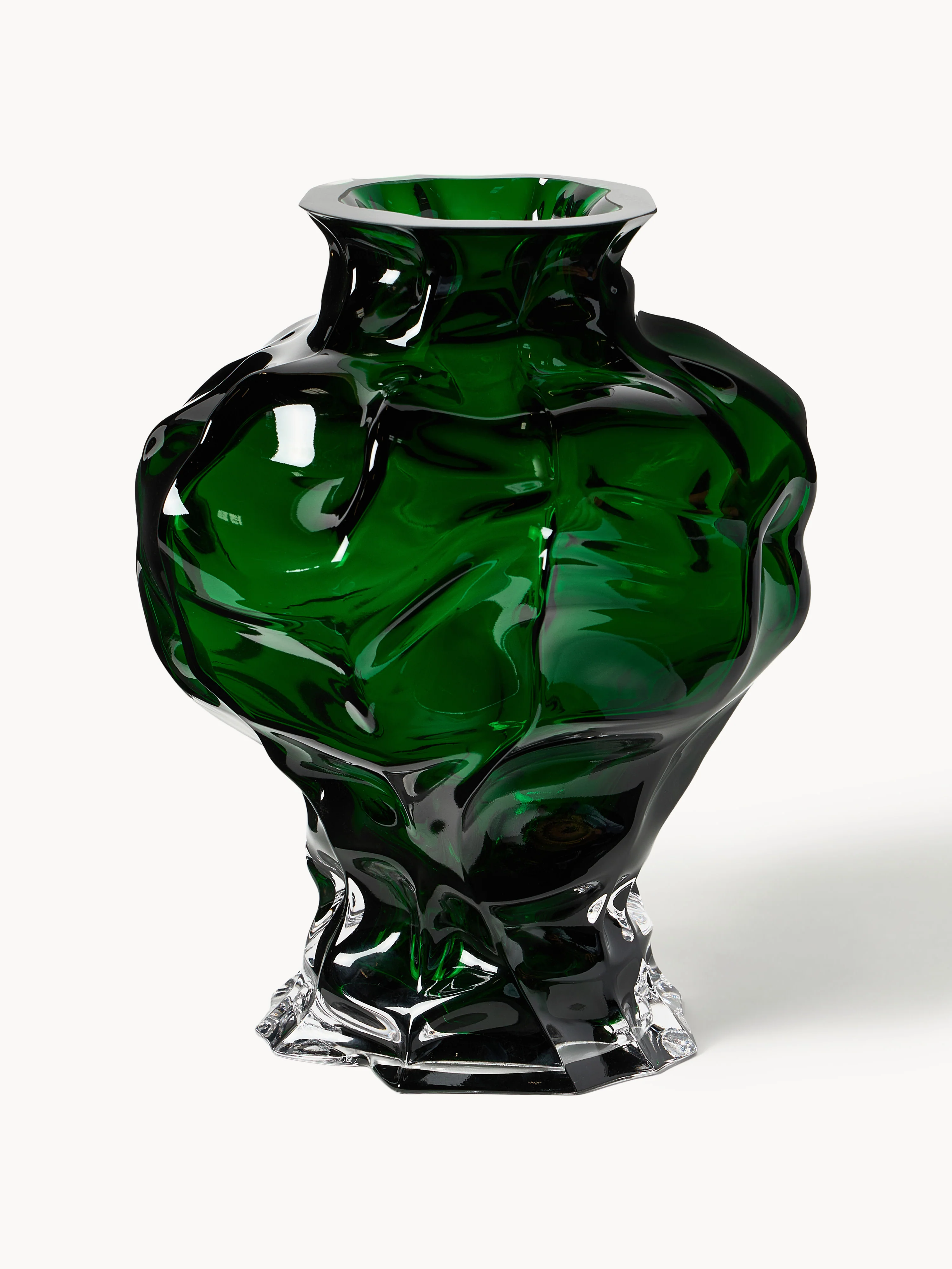 Mundgeblasene Glas-Vase Ammonit, H 30 cm
