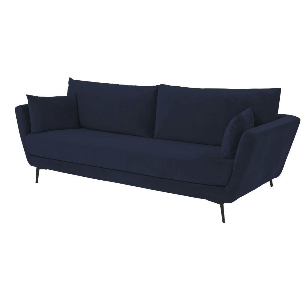 Prague - Canapé 2/3 places en velours bleu nuit