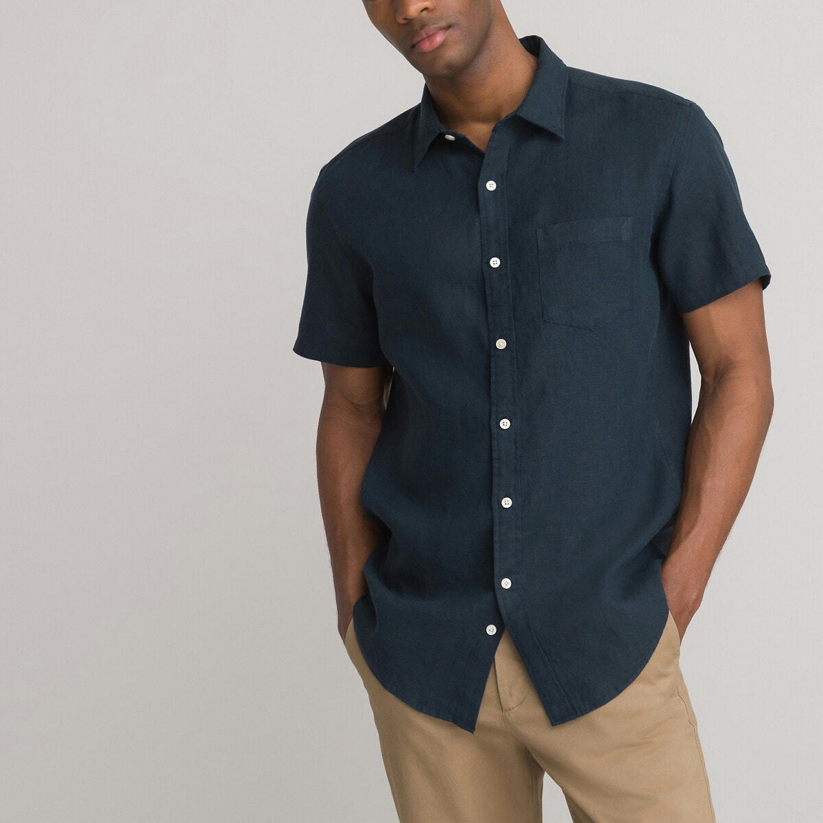 Chemise droite manches courtes en lin