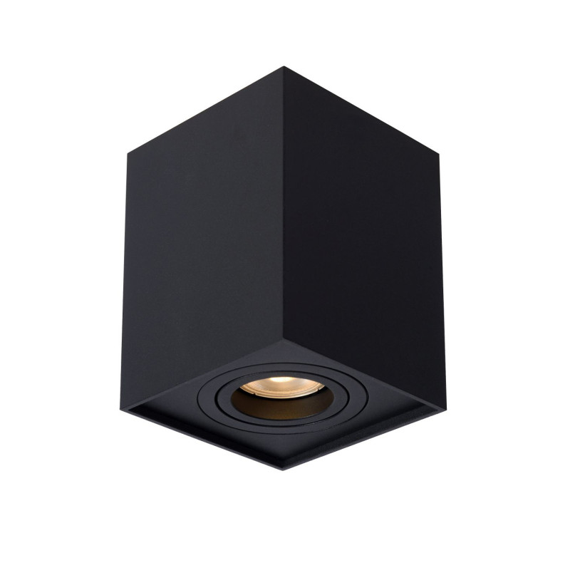 Spot Tube noir carré GU10 50 W LUCIDE