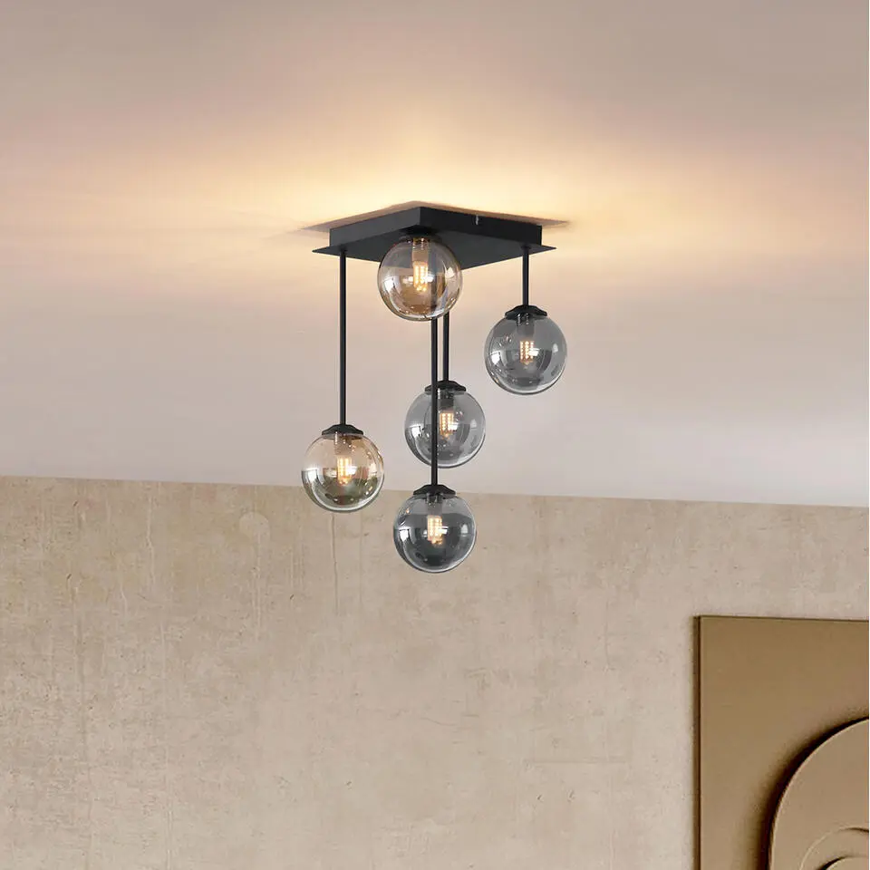 Qazqa plafondlamp athens zwart g9