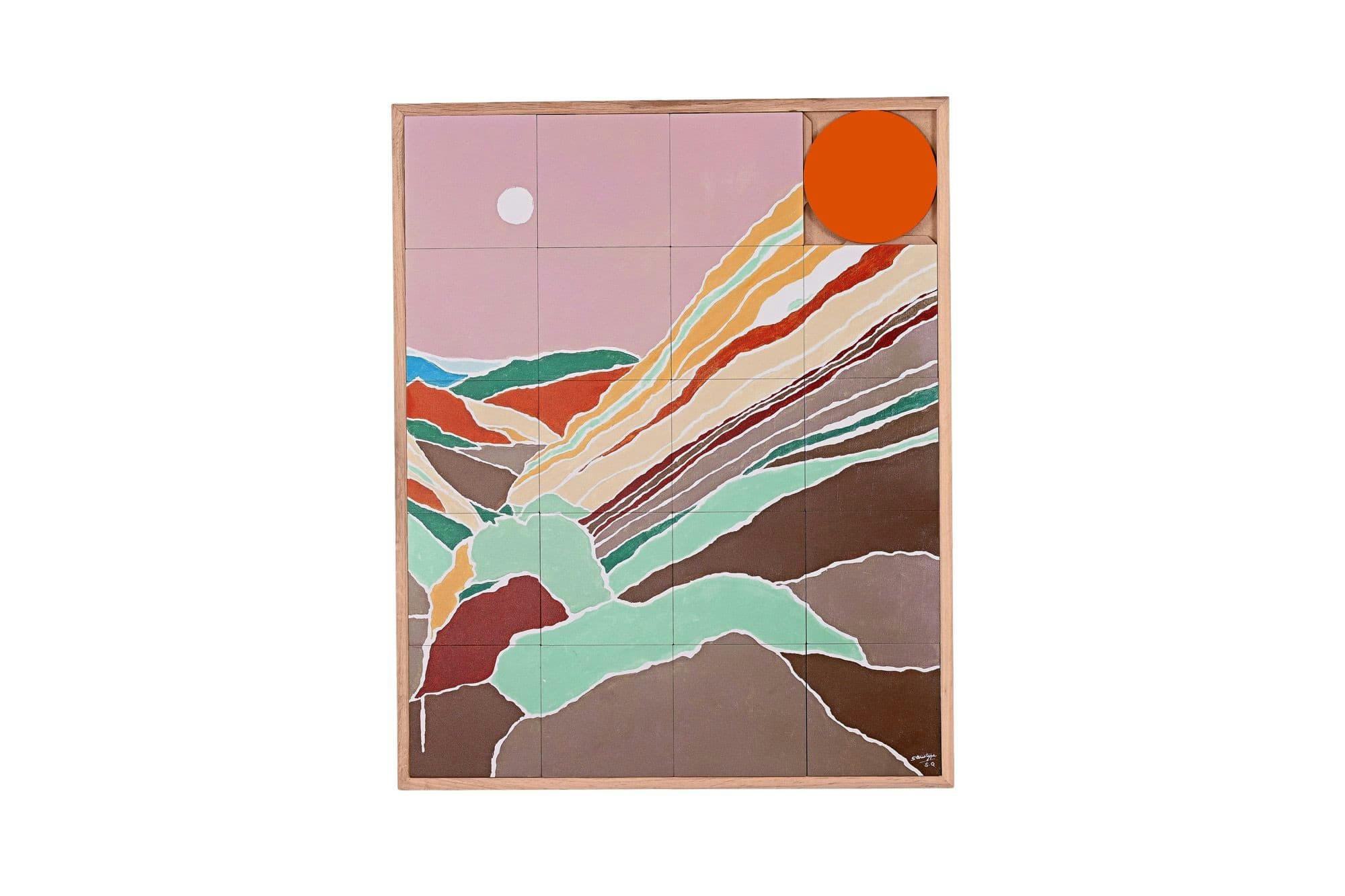 PAYSAGE INTERIEUR - Tableau en bois taquin œuvre originale  63 x 78