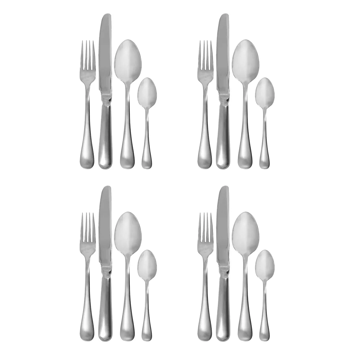 House Doctor - Brush Besteck-Set, silber-finish (16-tlg.)